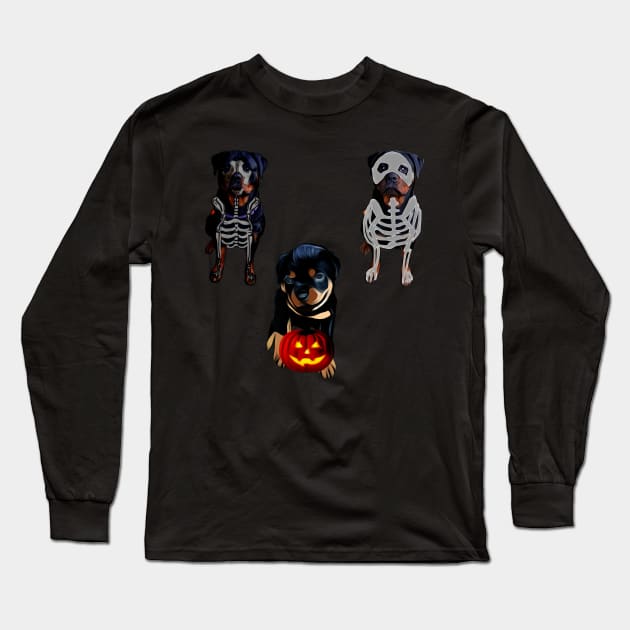 Rottweiler Halloween sticker pack Long Sleeve T-Shirt by Freedomink